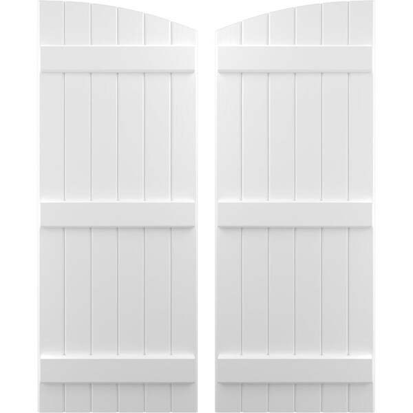 Ekena Millwork Americraft 6-Board (3 Batten) Wood Joined Board-n-Batten Shutters w/Ellipt Top, ARW401BE621X42WHH, PR ARW401BE621X42WHH - main